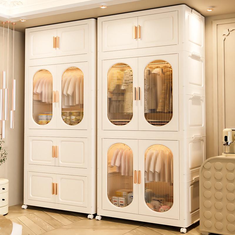 Children's Toy Storage Cabinet: Movable Multi-layer Thickened Wardrobe with Folding Shelves for Home and Bedroom