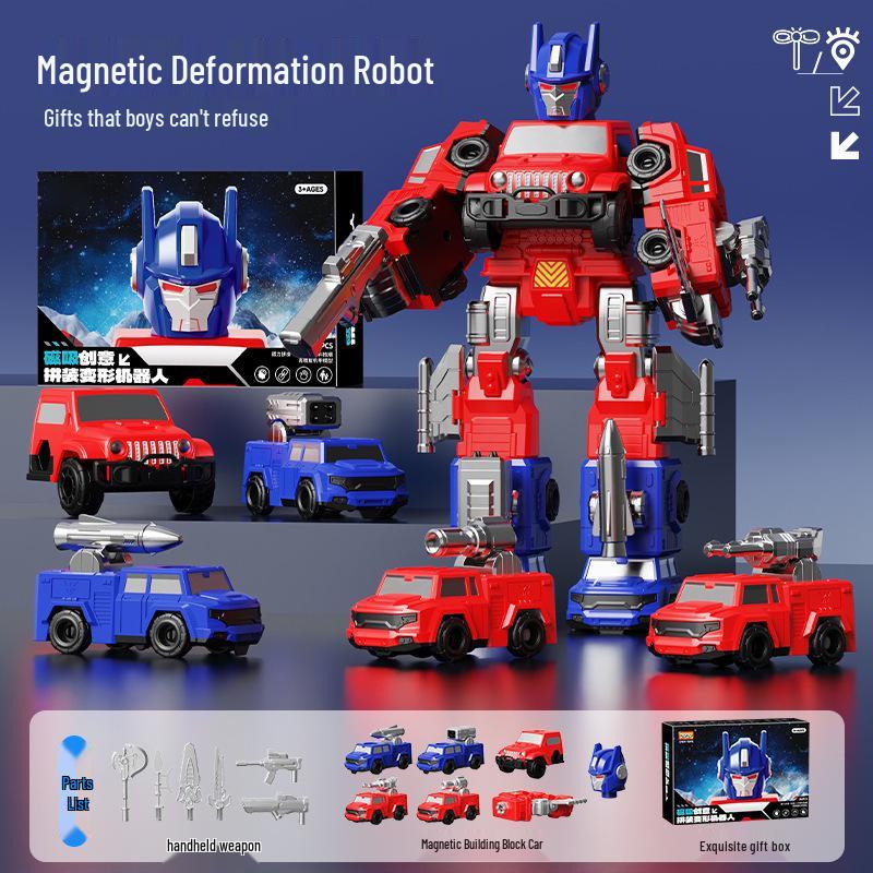 Popular Kids Magnetic Transformer Robot Car Mecha Model Educational Toy for Boys