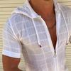 Fashion Long/Short Sleeved Hoodie Zipper T Shirt Men Clothing Summer Solid Color Casual Plaid Print Open Stitch Thin Tshirt Mens