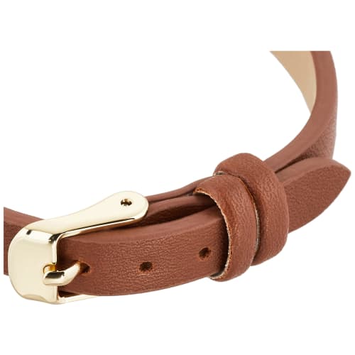 Fieldwork Tova Analog Watch with Date Display, Gold Leather Strap, Brown, YM054-4, Women's