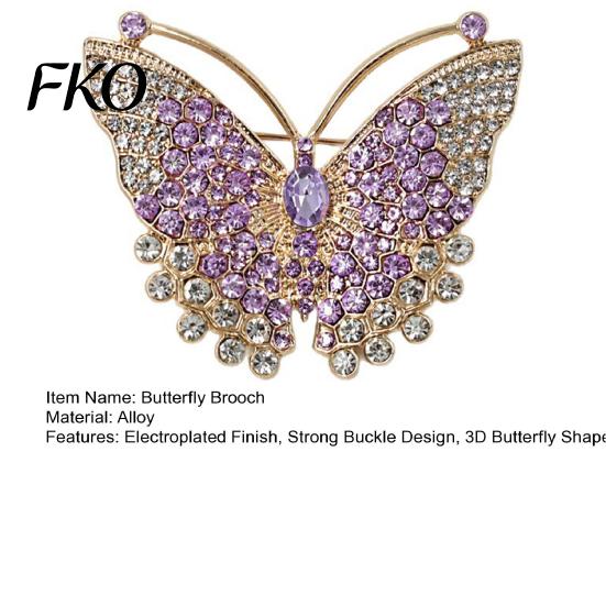 Women Brooch Pin, 3D Butterfly Design with Sparkling Rhinestones, Lightweight Pin Strong Buckle Badge for Coats Shirts Bags Accessories Insect