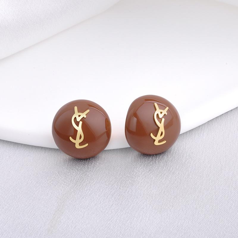 

New French letter drop glaze stud earrings niche design earrings small fragrance light luxury retro high-end earrings