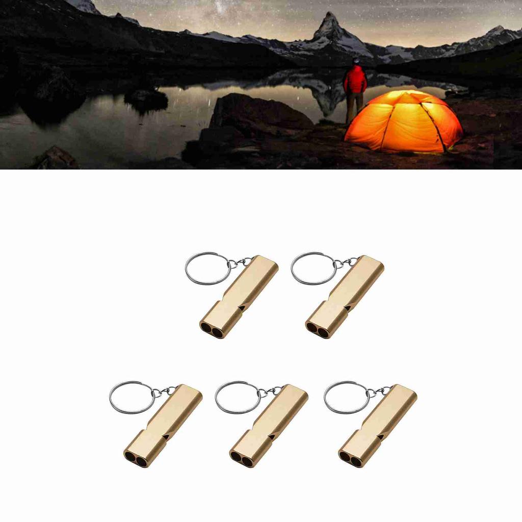 5 Pcs Aluminum Alloy Whistle with Keychain Outdoor Emergency Survival for Camping Hiking Hunting Fishing