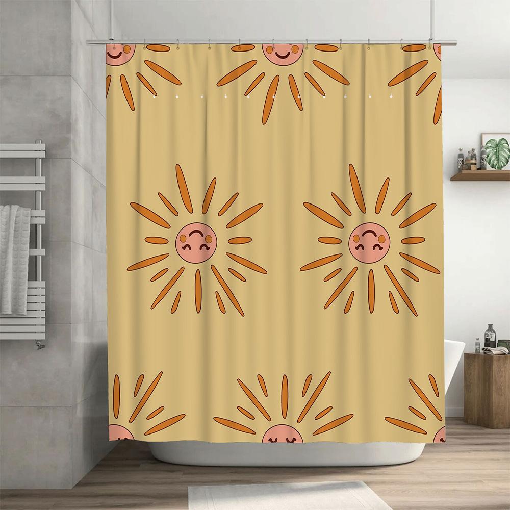 Bathroom Sunflower Shower Curtain Decorative Home Waterproof Bath Mat Cover Yellow Sunlight Pattern Modern Bath Accessories Set