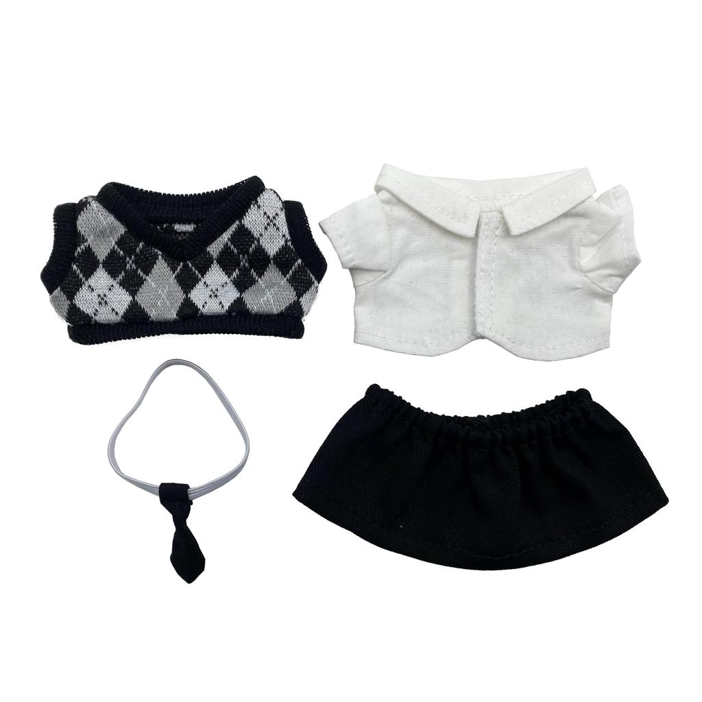 AXLUCE - Plush Clothes - 10cm - Plush Toy - Clothes - Uniform - Doll (Girls (Black))