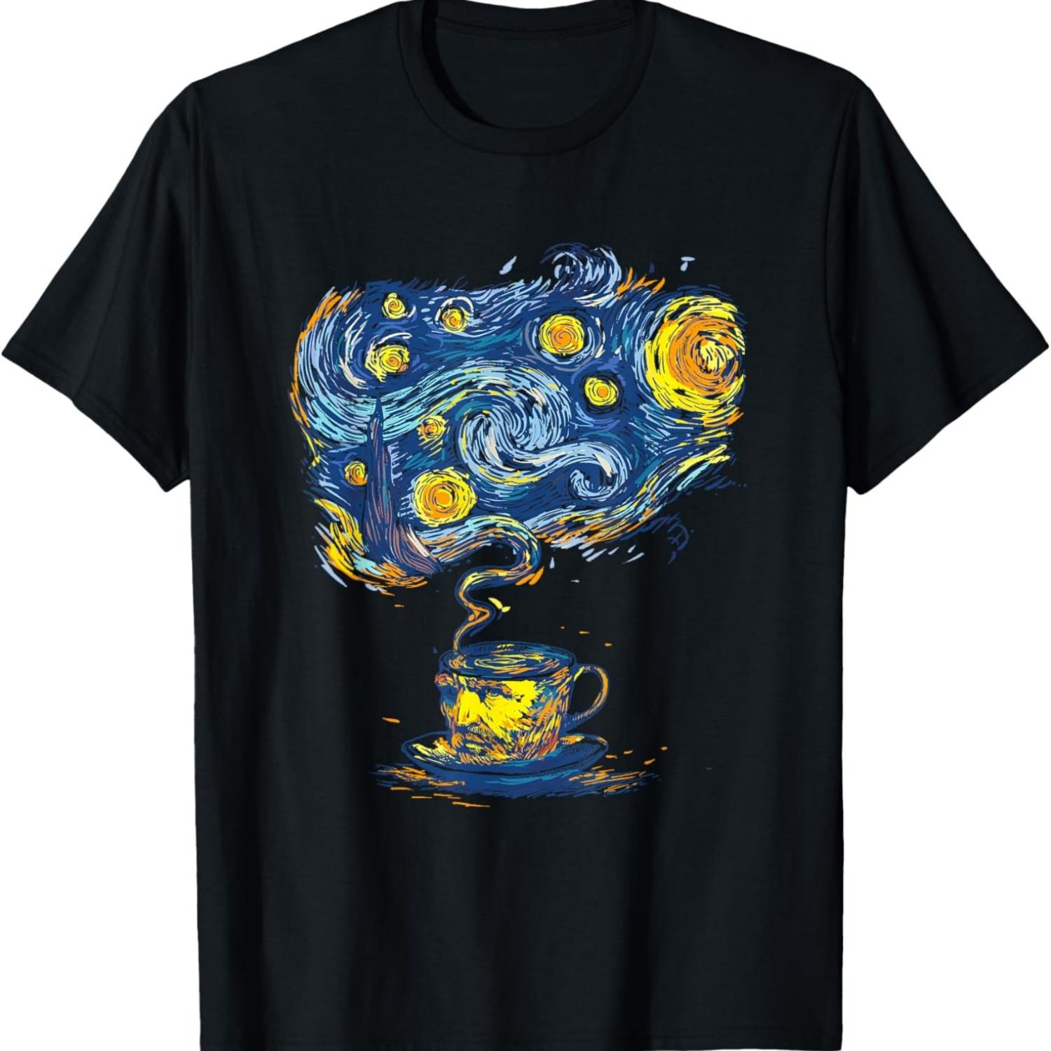 Starry Night Van Gogh Head Mug Art T-Shirt S чёрный