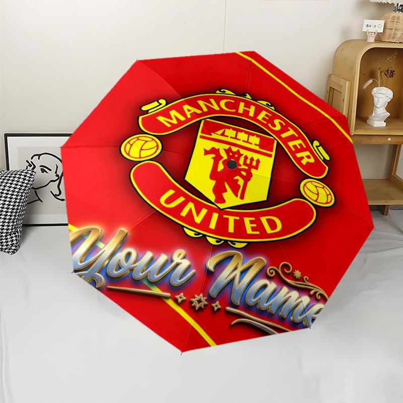 Personalized Name M-Manchester Print Umbrella, UV Shielding. It Has Eight Sturdy Ribs for Outdoor Use And Perfect As a Holiday Gift