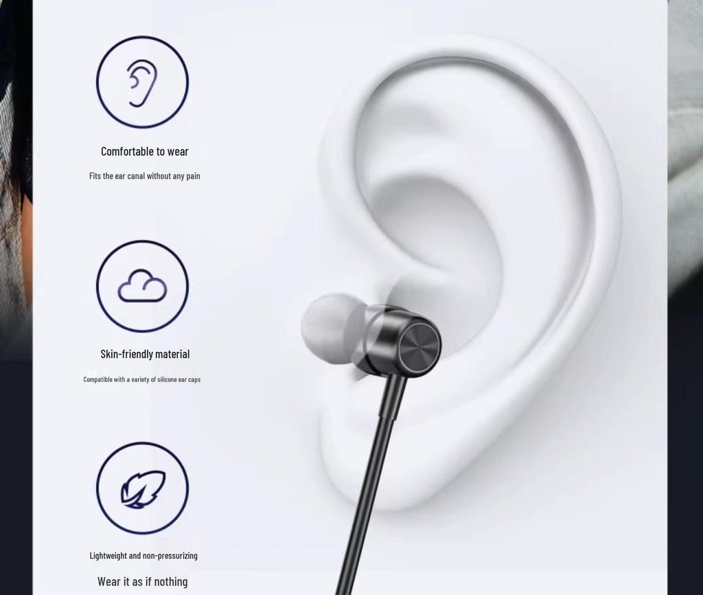 2026 Model Genuine Bluetooth Neckband Earphones: 200-Hour Battery, In-Ear Noise Cancellation, Perfect for Gaming and Sports.