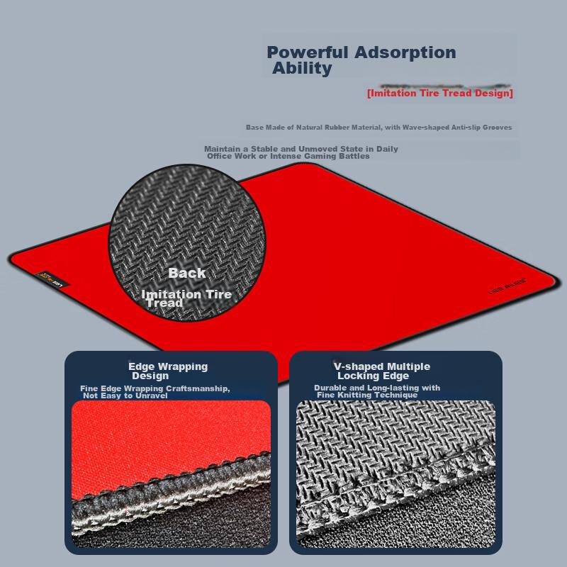 LESAILES Mouse Pad, Smooth FPS Gaming, Large And Small Sizes, Waterproof Nylon Fine Texture, Computer Desk Mat, Kairai Atk, Hot Red Dye, 460x400x4