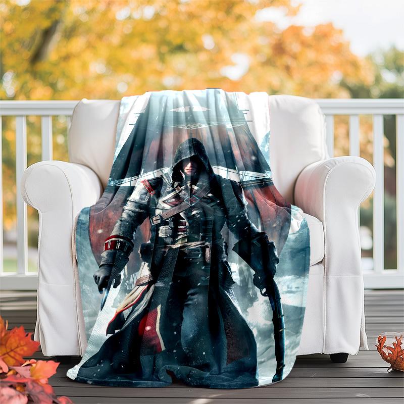 1pc Assassin's Creed Theme Blanket - Digital Print, Polyester, Cozy for All Seasons, Perfect for Outdoor, and Travel