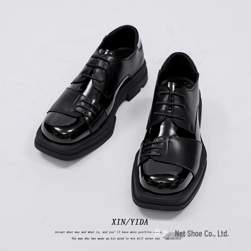 Men's 2025 Square Toe Height Increasing Leather Derby Shoes - Casual, Formal, & Wedding Wear