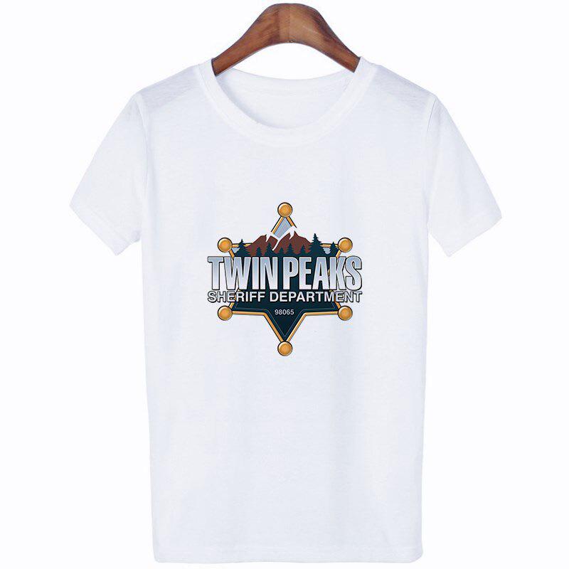 T-shirt Twin Peaks Années 90 - Blanc Graphique - Taille S à 5XL - Neuf Avec étiquettes