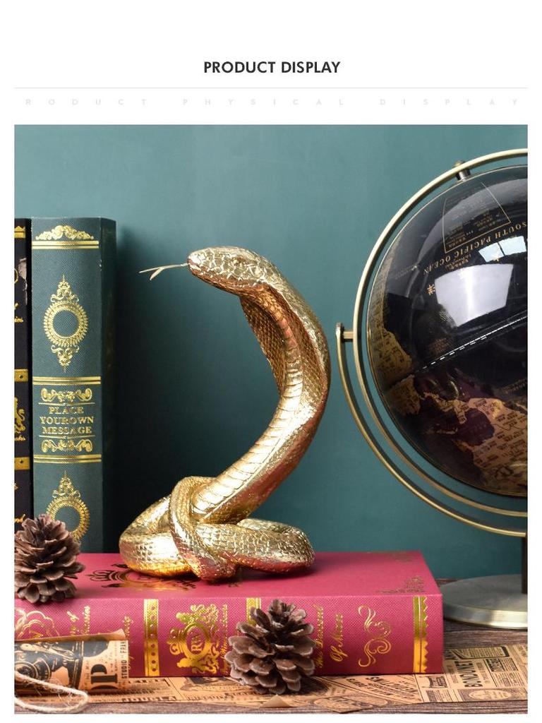 Golden Cobra Light Luxury Ornament for Living Room or Office Decor