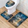 Beach View Bathroom Floor Mat Three-Piece Toilet Carpet Toilet Mat Set Door Mat Bathroom Non-Slip Mat