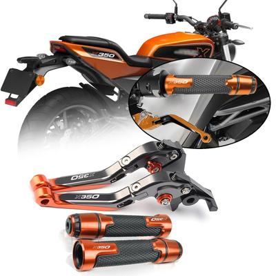 MAORANG FOR X350 X350 2023 Motorcycle Retractable Folding Adjustable Brake Clutch Lever Handlebar Bike Accessories X 350 (TitaniumOrange)