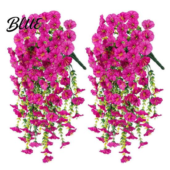 Wedding Artificial Flowers for Outdoor Fake Hanging Morning Glory with Eucalyptus Leaves UV Flower Bouquet Resistant Faux Plants Petunias