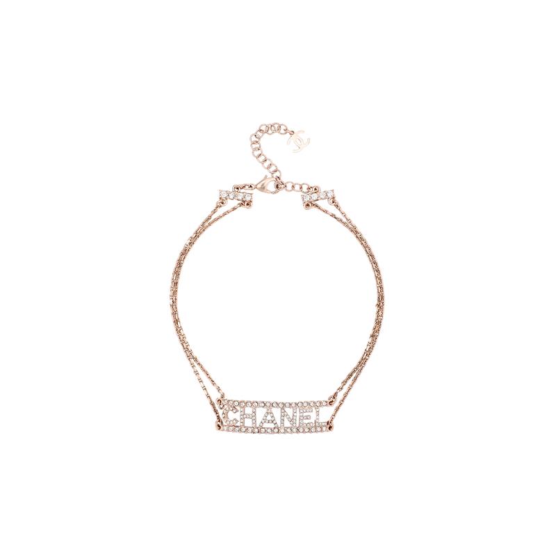 

CHANEL coco letter fashion metal and rhinestone metal necklace women s gold золотий