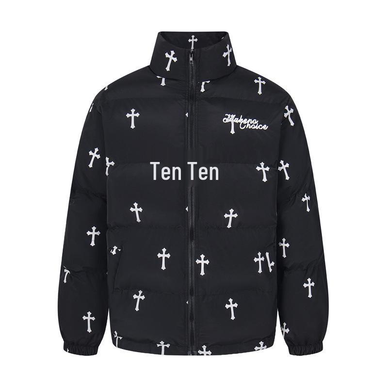 

Urban Milky Fufu Men s Stand Collar Cotton Jacket - Warm Padded, Trendy All-Over Print Outerwear. XL чорний