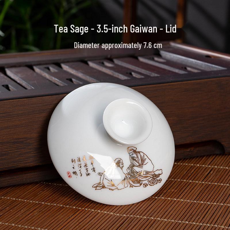 Gaiwan Teacup: Ceramic Lid & Bowl, 7.1CM-8.1CM Diameter, Kung Fu Tea Set Accessory.
