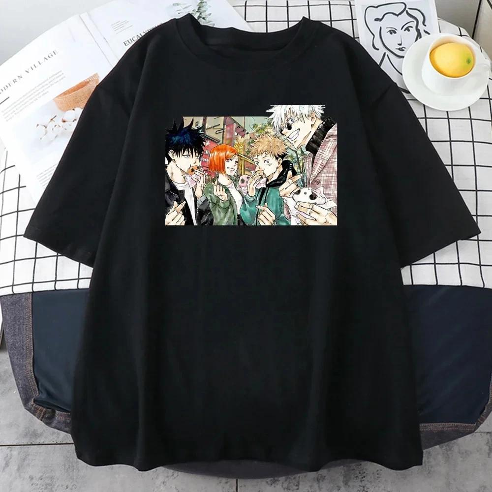 Sommar Herr T-shirt Jujutsu Kaisen Grafiskt Tryck Mode Harajuku 2024 Kläder Orsak och Verkan Dam Y2K Toppar T-shirt