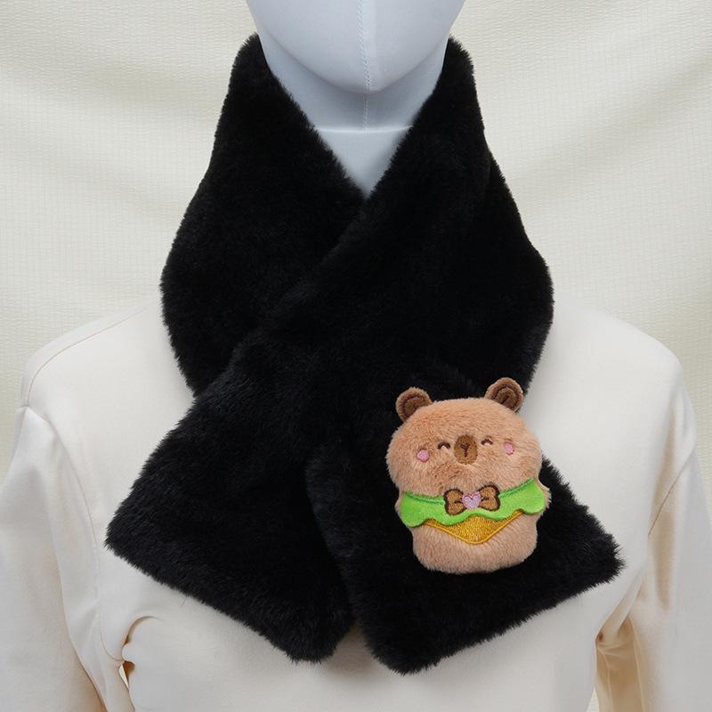 Children's Cartoon Panda Plush Scarf - Warm, Windproof Neck Gaiter for Autumn/Winter Boys & Girls.