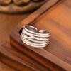 Thumb Ring Geometric Lines Shape Adjustable Opening Design Finger Ring Stainless Steel Finger Band Versatile Jewelry Gift