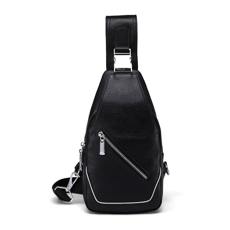 Chest Bag Men s Genuine Leather Trendy Youth Casual Shoulder Crossbody Street Trend 17x5x29