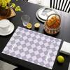 4 PCS Fresh Grid Cream Wind Mat Waterproof Anti Slip Tableware Mat Kitchen Dining Home Decoration
