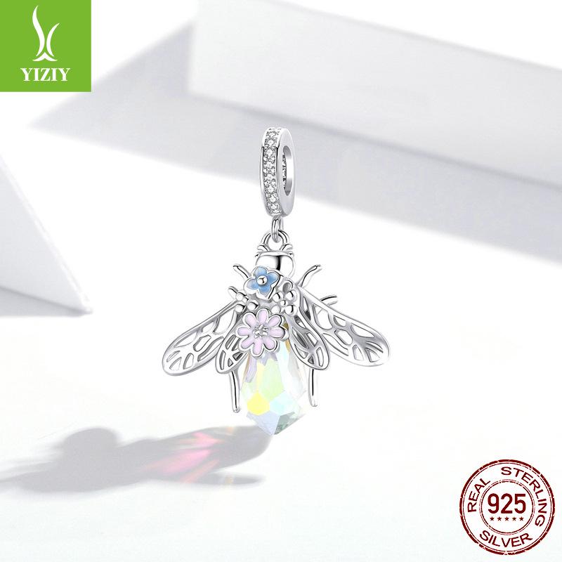 Colorful Dreamy Bee Pendant Bracelet, Silver Ziyun, 925 Silver, Forest Inspired, Girly Accessory, BSC395.