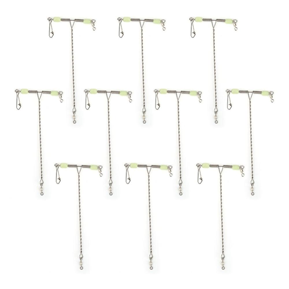 10pcs Stainless Steel Fishing Swivel Luminous Beads Balance Fishing Swivel Freshwater Fishing