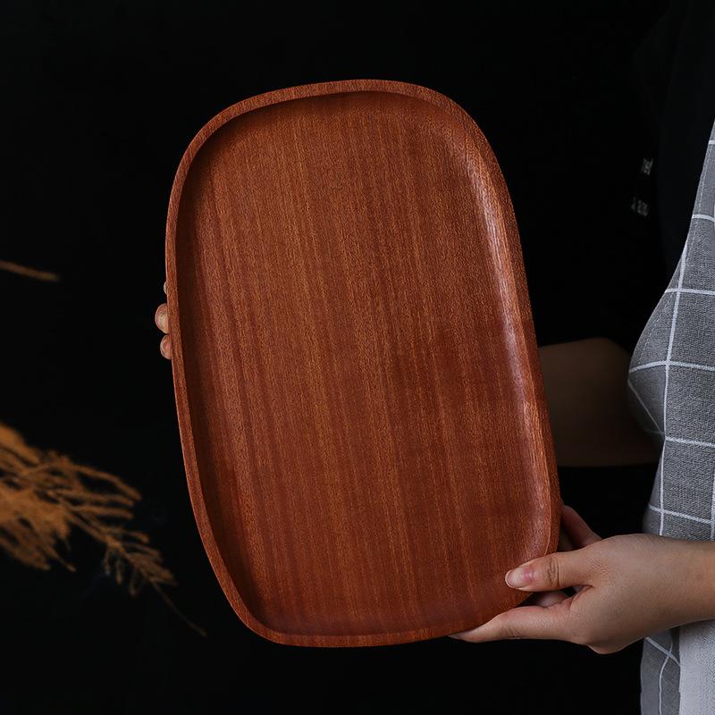 1 stück Ganze Holz Akazie Unregelmäßigen Oval Massivholz Platte Obst Gerichte Steak Pasta Tablett Dessert Teller Geschirr