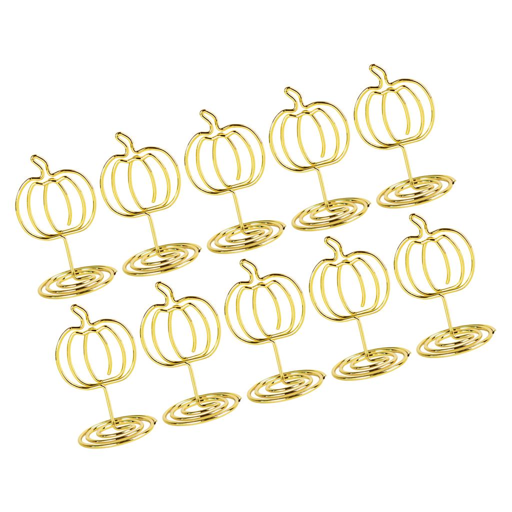 10Pcs Pumpkin Shape Metal Note Holder Table Number Stand Picture Holders For Thanksgiving Fall Harvest Party Decoration