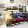 3D Train Digital Printing Duvet Cover Set, Retro Steam Train Theme Bedding Set Microfiber Duvet Set Train Track Pillowcases