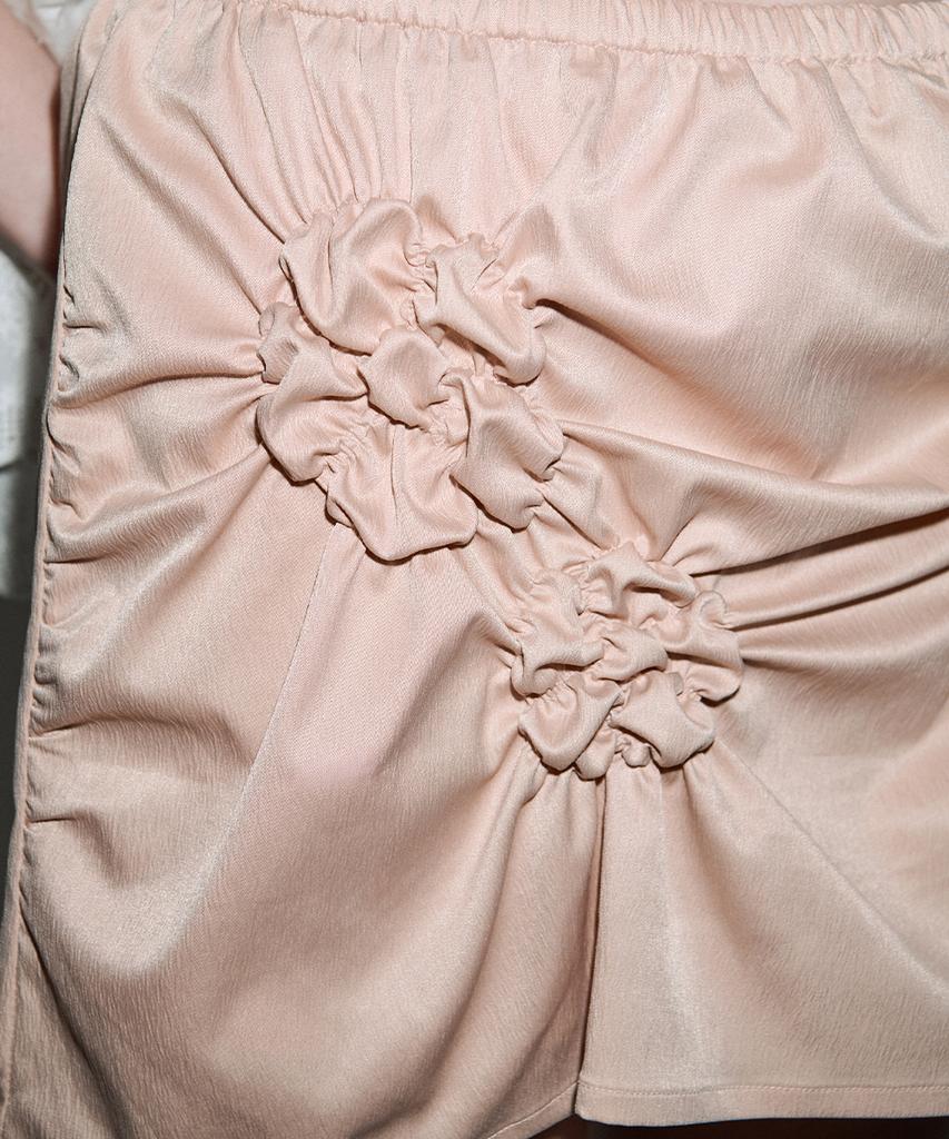 SINOON Flower Scrunch Skirt (Pink)