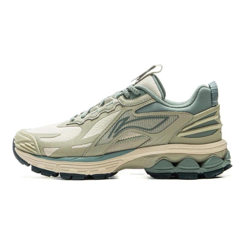 Li-Ning Fuyao 2.0 Trail Womens Low Top Running Shoes Green Beige Cushion Support Anti Slip ARXU010-5 35