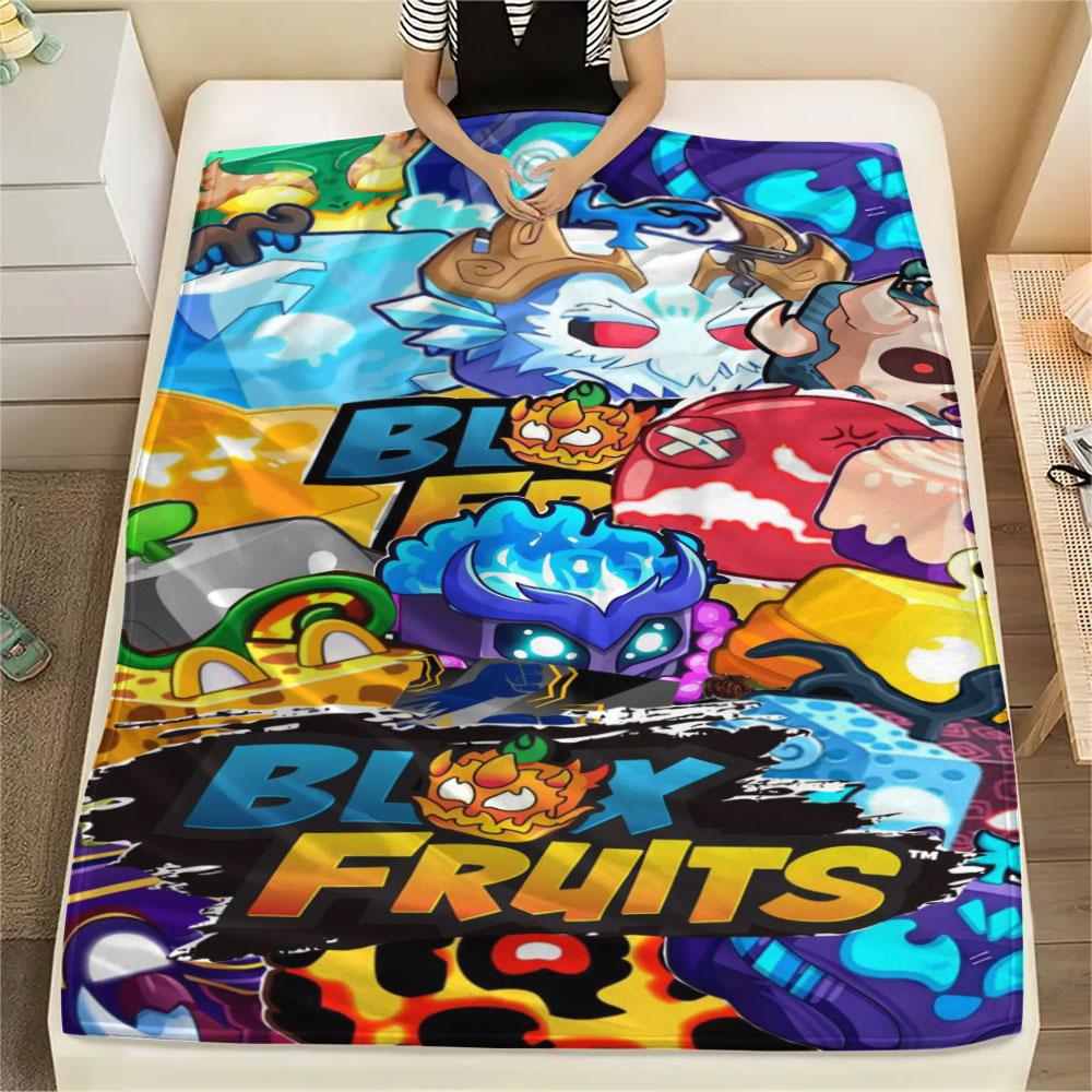1PC Blox Fruits Patterned Flannel Blanket Suitable For All Seasons for Home Decor Warmth and Comfort Gifts Holiday Present