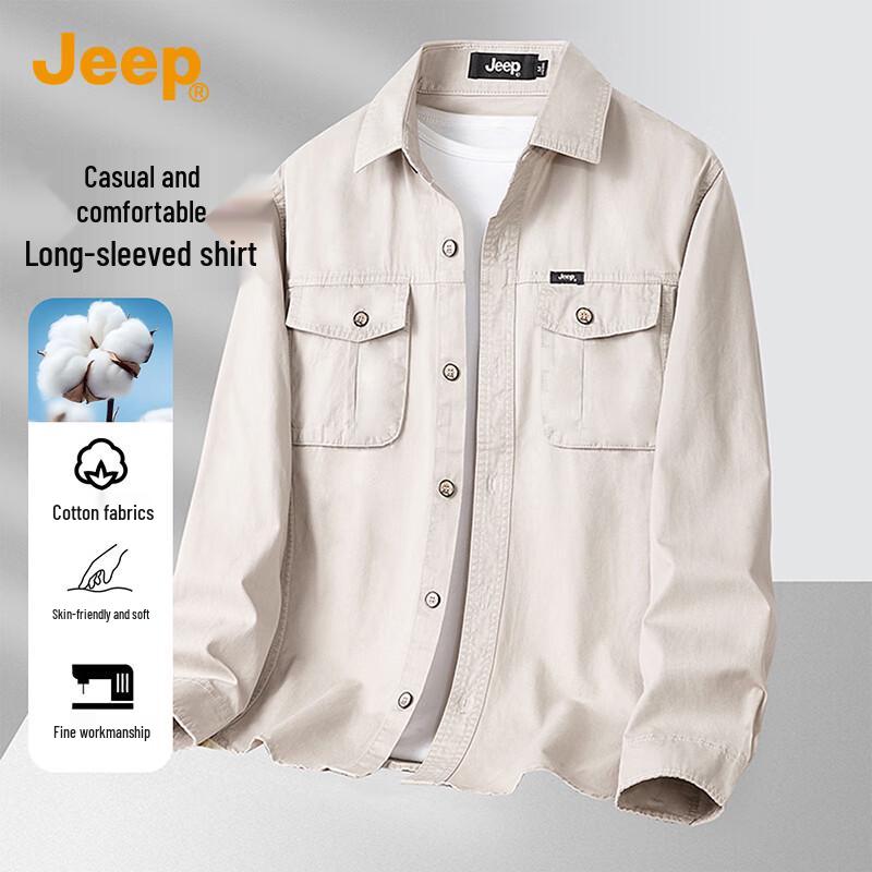 JEEP Men's Pure Cotton Long Sleeve Casual Shirt