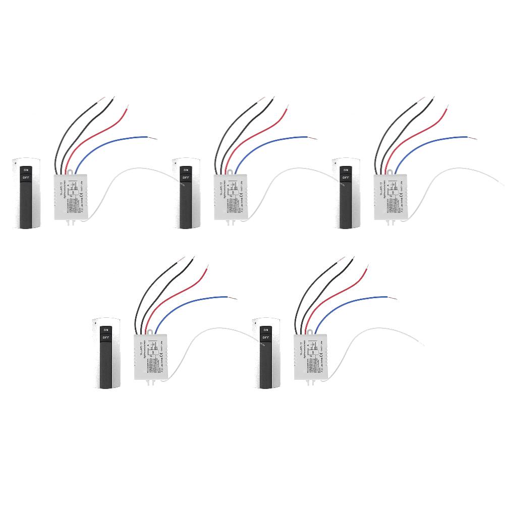 5-1pc One Way ON/OFF 220V Wireless Remote Control Switch for Lamp Light Smart Home Remote Control Switch Receiver Transmitter