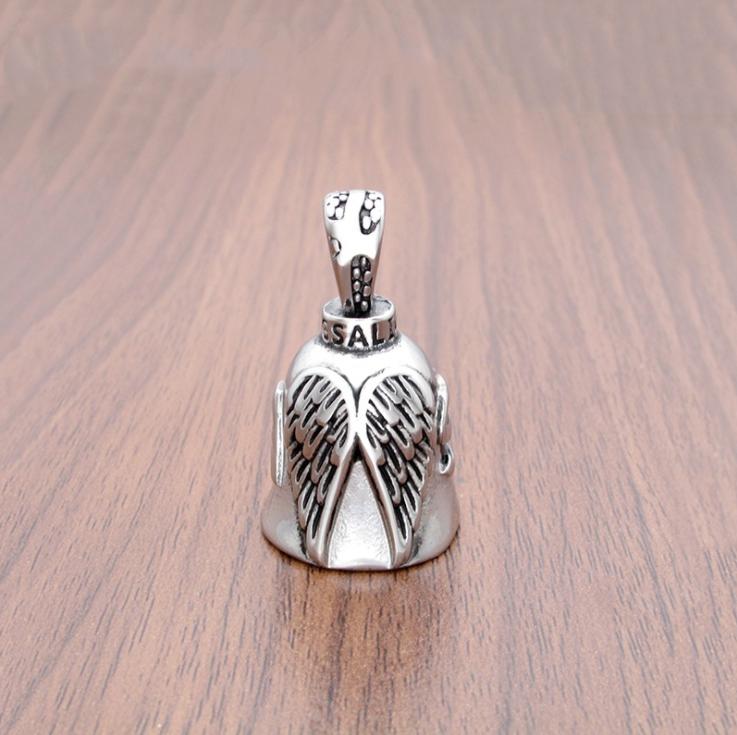 Motorcycle Bike Riding Guardian Luck Gremlin Riding Bell Keyring Motorcycle Bell Angel Wing 36*23 mm