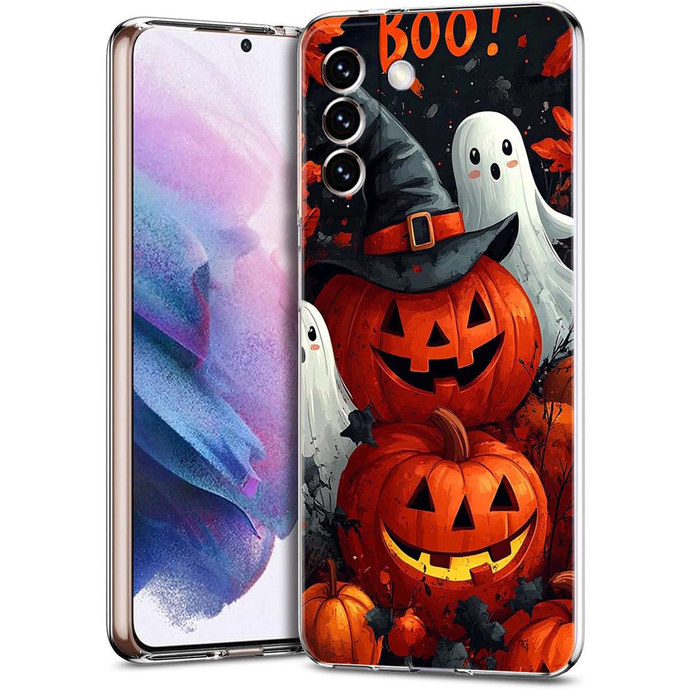Transparente Handyhülle für Samsung Galaxy S25 S24 S23 S22 S20 S21 FE Ultra S24 S23 S10 S10E Plus Halloween-Stil Muster