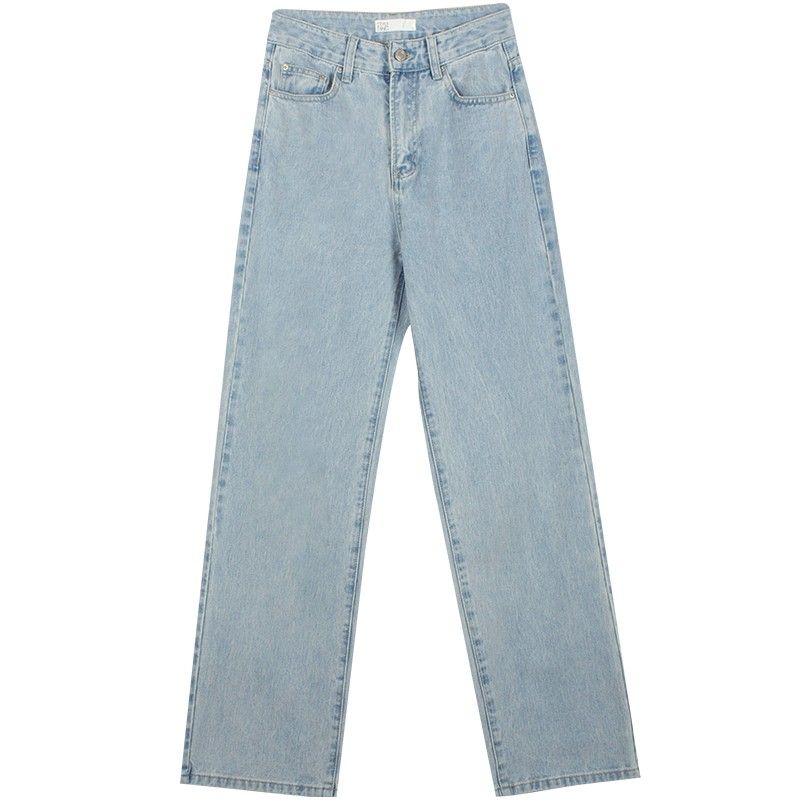 

Vintagetang Fashion Light Blue Slim Looking Loose Straight-leg Denim Female Fashion Ins Thin Pants Xi Yi Light blue (Small In Stock) XL