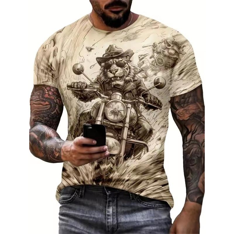 Men's Crocodile Graphic Print 3D T-shirt Short Sleeve Crew Neck Tee Men's Clothing For Summer Outdoor Sportswear Casual T shirts