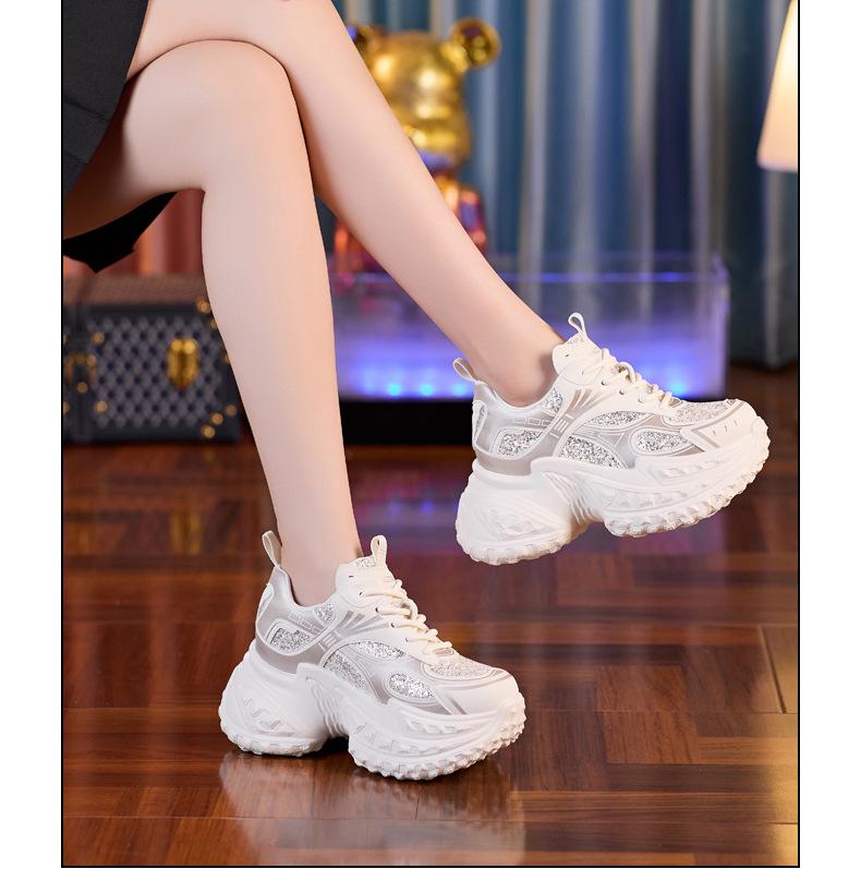 Women's 2024 Autumn Versatile Thick-Soled Hidden Heel Dad Shoes - Breathable Platform Casual Sneakers