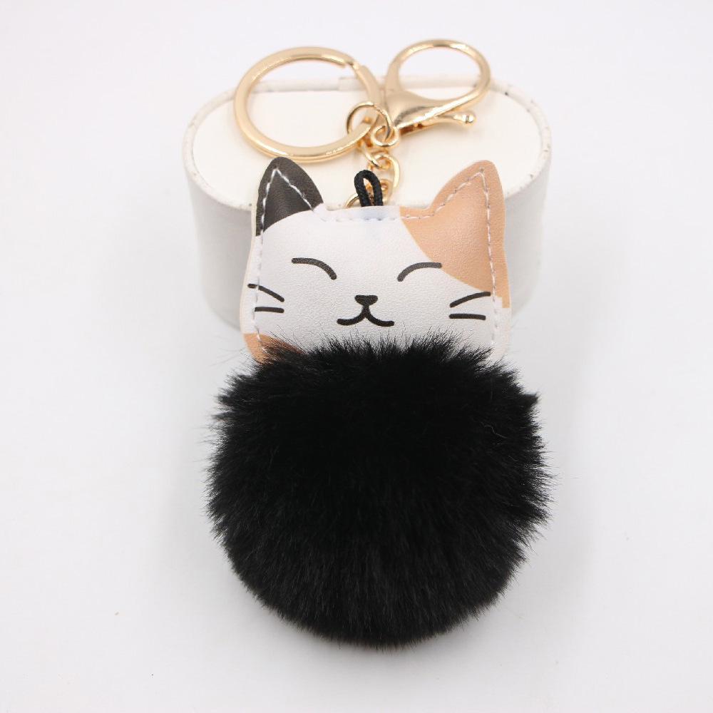 Lucky Cat Plush Pompon Keychain Pendant for Backpacks & Wallets