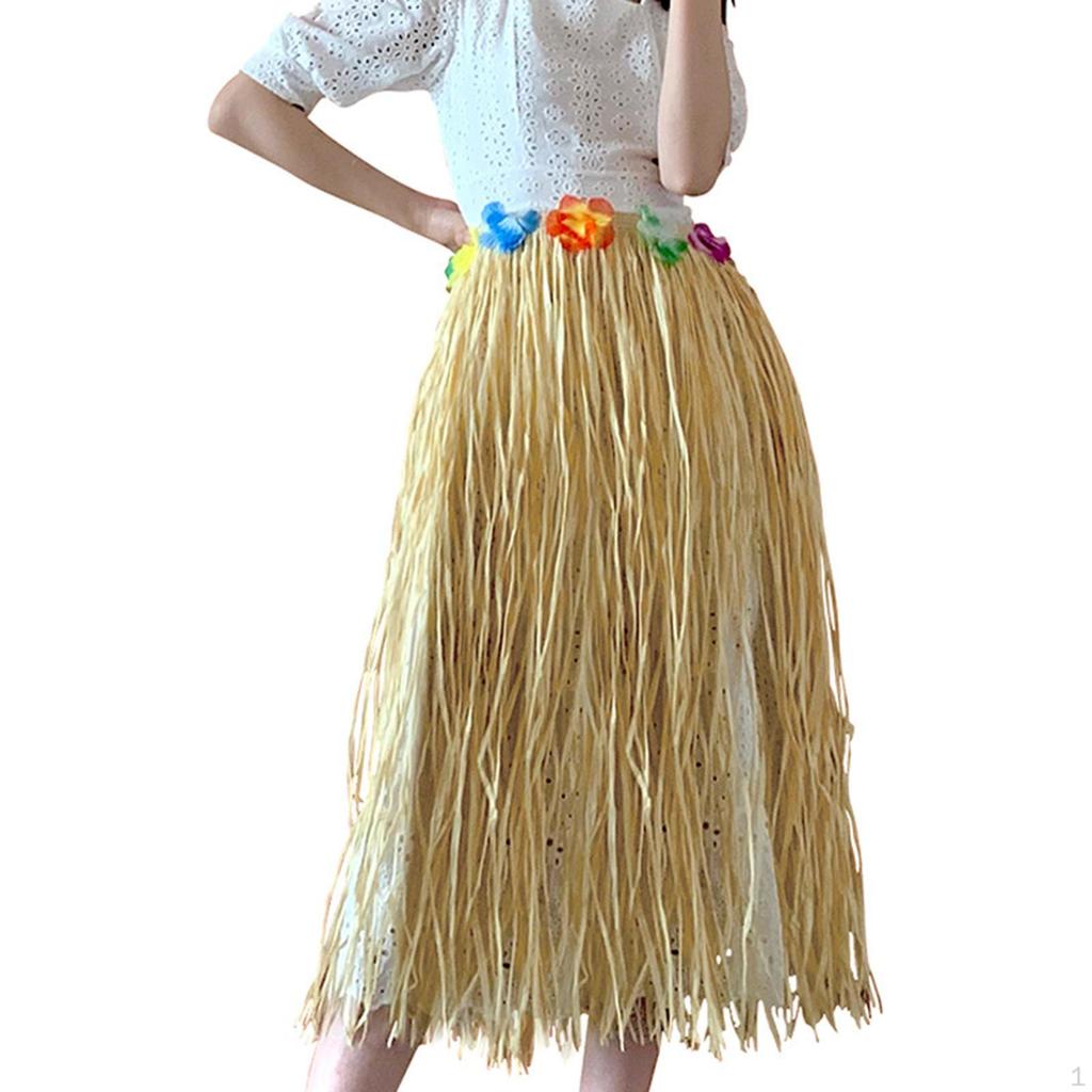 -Rock, Grass Skirt, Women's Bast Rock with Flowers, Skirts for Carnival, Costume Parties