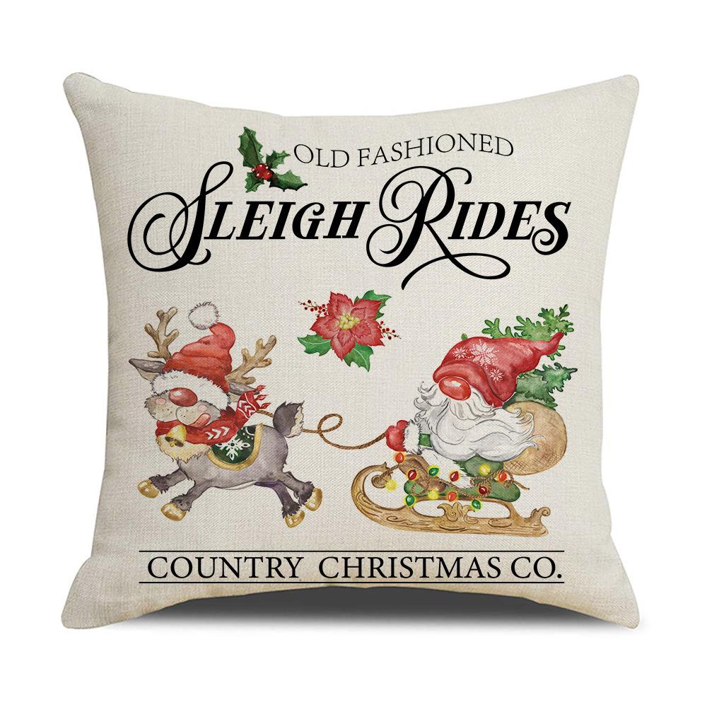 Letter Christmas Pillow Nordic Style Cushion Linen Print Colorful Bedside Pillow