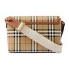 Burberry Classic Check Logo Buckle Cotton And Calfskin Messenger Bag Women Shoulder Bag Khaki 80662261