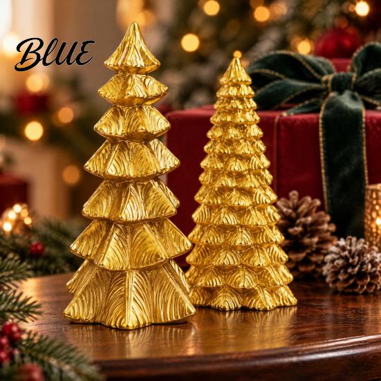 Stylish Entryway Holiday Decor Golden Christmas Tree Ornament for Tabletop Decor Modern Resin Xmas Festive Home Accents Figurine Table Centerpiece