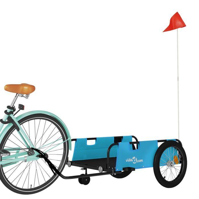 VidaXL Remorque de vélo bleu et noir tissu oxford et fer 94198