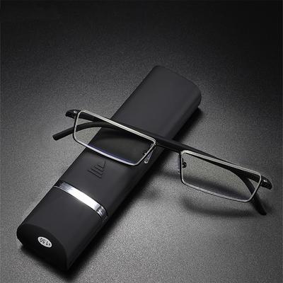 TR90 Alterssichtigkeit Brille Mann Blaulicht Lesebrille Herren Metall Quadratische Brille für Sicht Plus Gläser +1.75+2.25+2.75